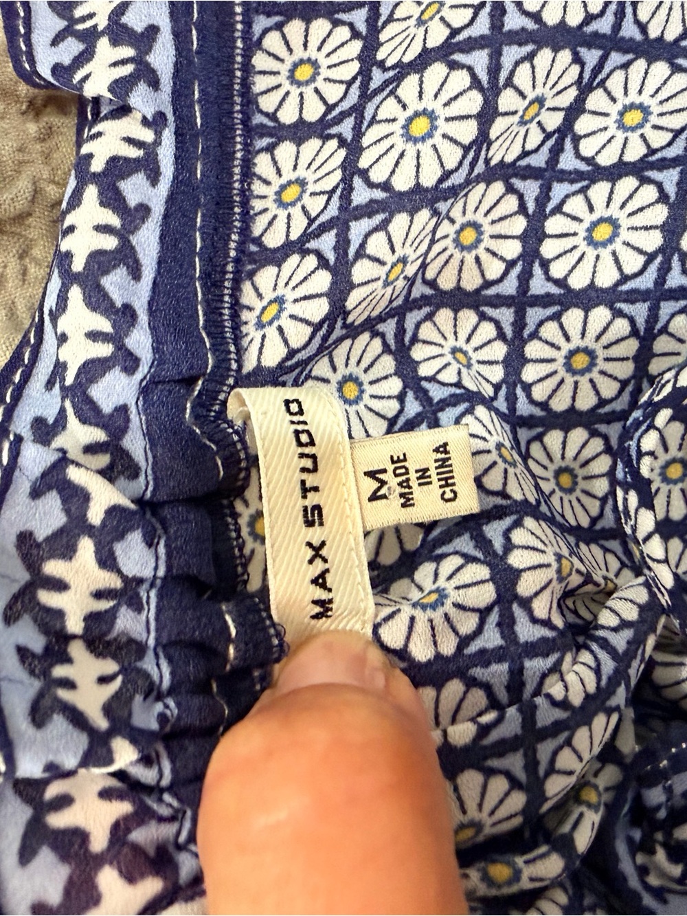 Max Studio Navy and White Printed Tiered Maxi Dress - Picture 3 of 3